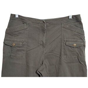 Northcrest Classic Womens Khaki Green Capri Pants Size 16 Cotton Blend